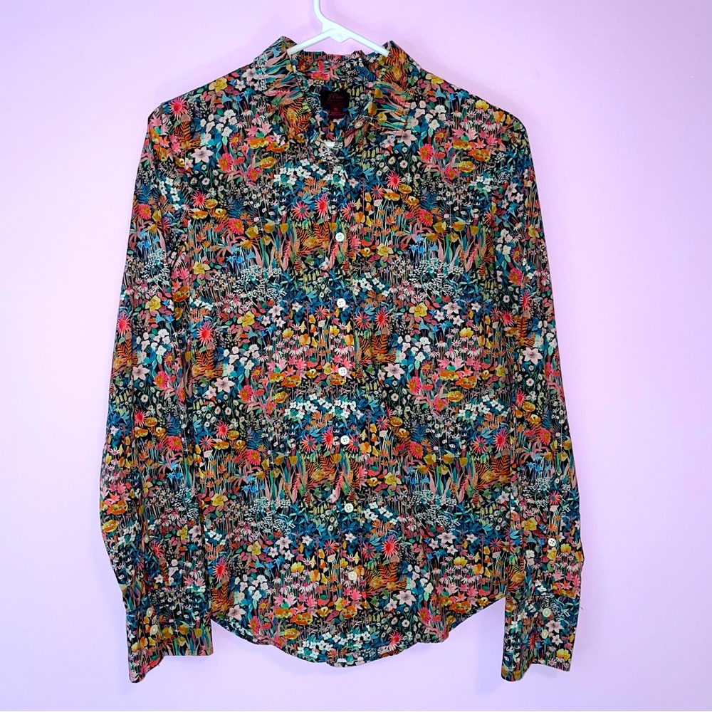 J Crew Liberty of London Poplin Shirt Vintage Floral for Women Size 6